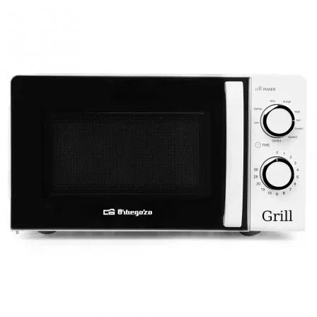 Orbegozo MIG 2130 Microondas con Grill, 700W y 900W Grill, 20 Litros de Capacidad, Color Blanco, 5 Niveles de Potencia, Función Descongelación, Temporizador 30 Min